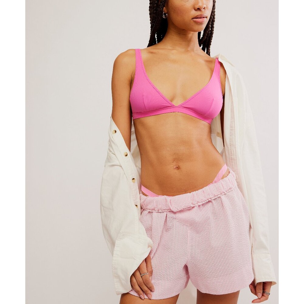 🎉LAST CHANCE🎉 FREE PEOPLE Collagen Yarn Triangle Bra / Poppy Pink - Picture 2 of 6